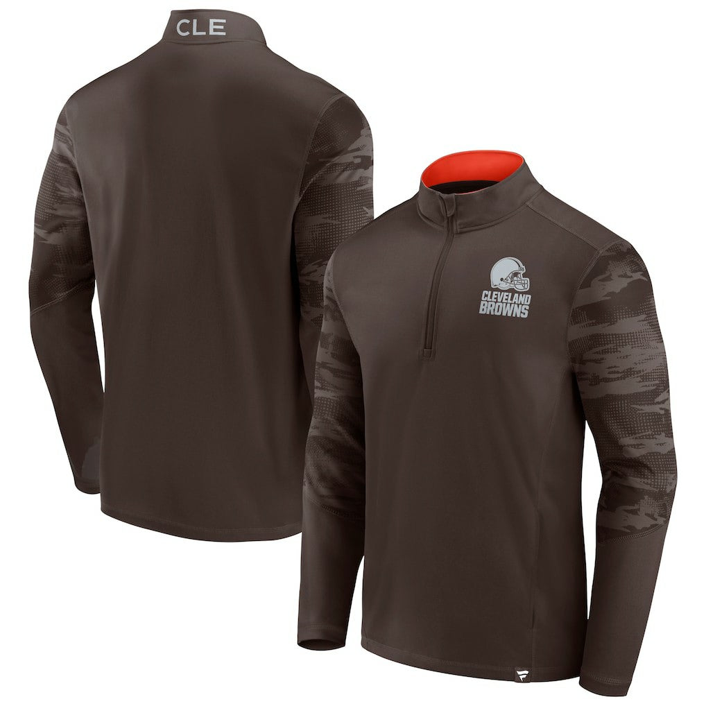 Cleveland Browns Ringer Quarter-Zip Jacket Brown | Fanatics