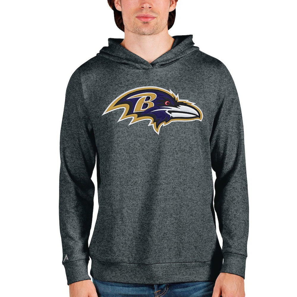 Baltimore Ravens Antigua Team Absolute Pullover Hoodie Heathered Charcoal | NFL