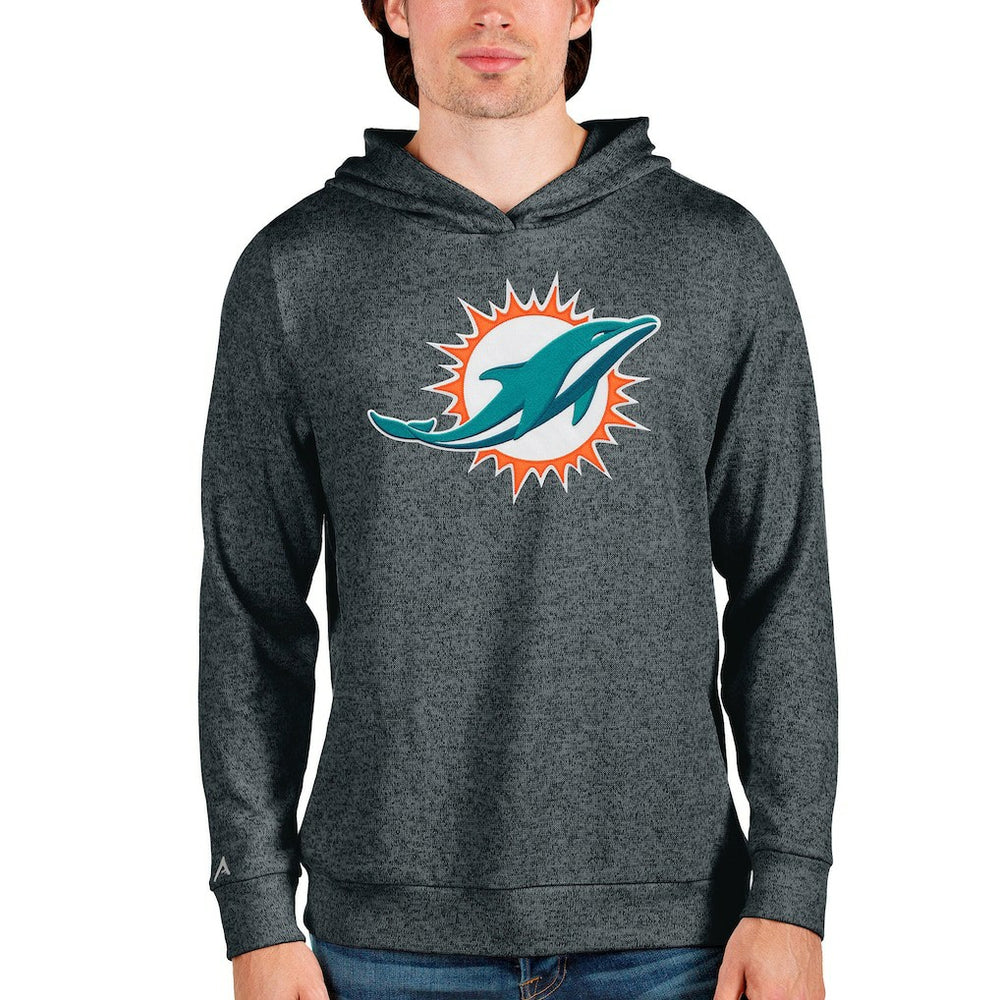 Miami Dolphins Antigua Team Absolute Pullover Hoodie Heathered Charcoal | NFL
