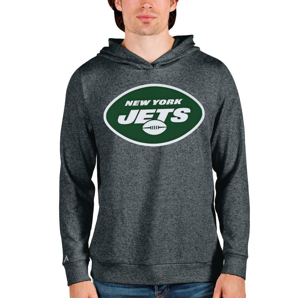 New York Jets Antigua Team Absolute Pullover Hoodie Heathered Charcoal | NFL