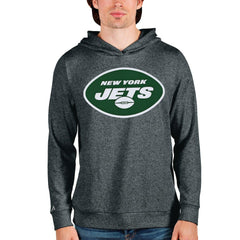 New York Jets Antigua Team Absolute Pullover Hoodie Heathered Charcoal | NFL