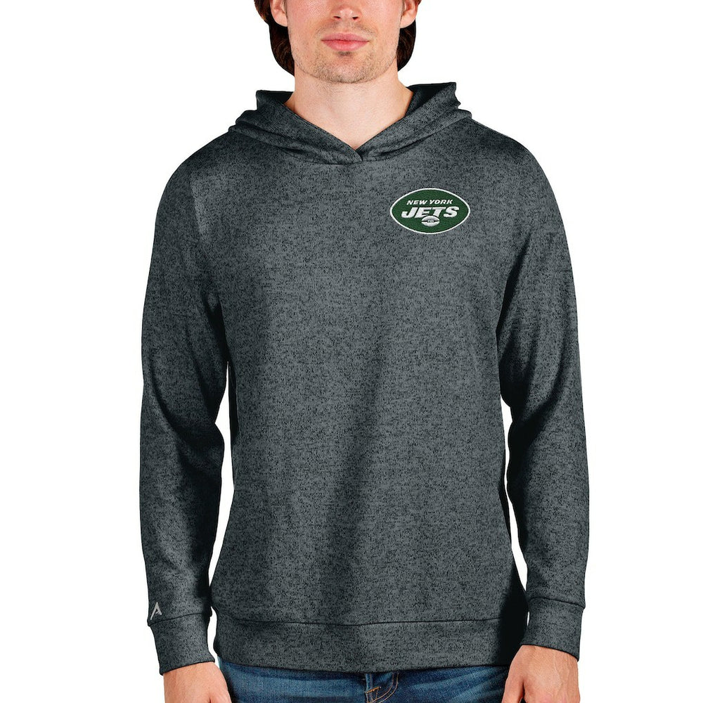 New York Jets Antigua Absolute Pullover Hoodie Heathered Charcoal | NFL
