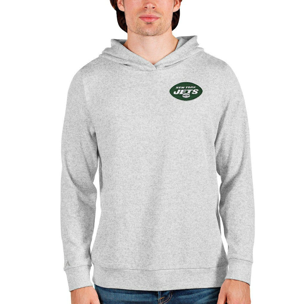 New York Jets Antigua Absolute Pullover Hoodie Heathered Gray | NFL