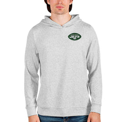 New York Jets Antigua Absolute Pullover Hoodie Heathered Gray | NFL