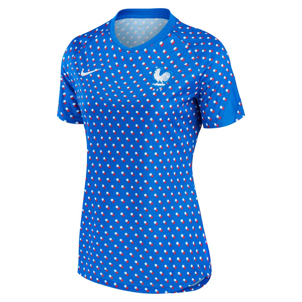 France Women's National Team Women's 2022/23 Away Pre-Match Performance Top Blue | Nike