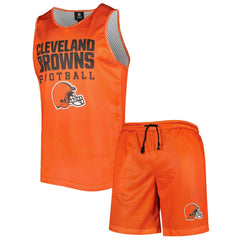 Cleveland Browns FOCO Colorblock Mesh V-Neck & Shorts Set Orange | NFL