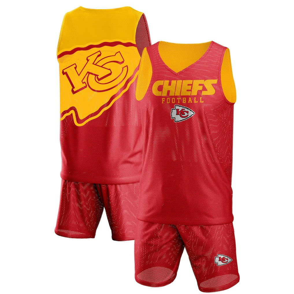 Kansas City Chiefs FOCO Colorblock Mesh V-Neck & Shorts Set Red | NFL