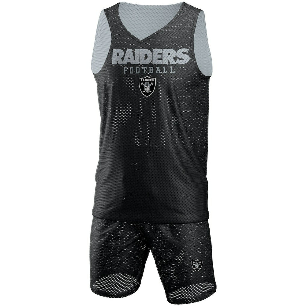 Las Vegas Raiders FOCO Colorblock Mesh V-Neck & Shorts Set Black | NFL