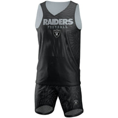 Las Vegas Raiders FOCO Colorblock Mesh V-Neck & Shorts Set Black | NFL