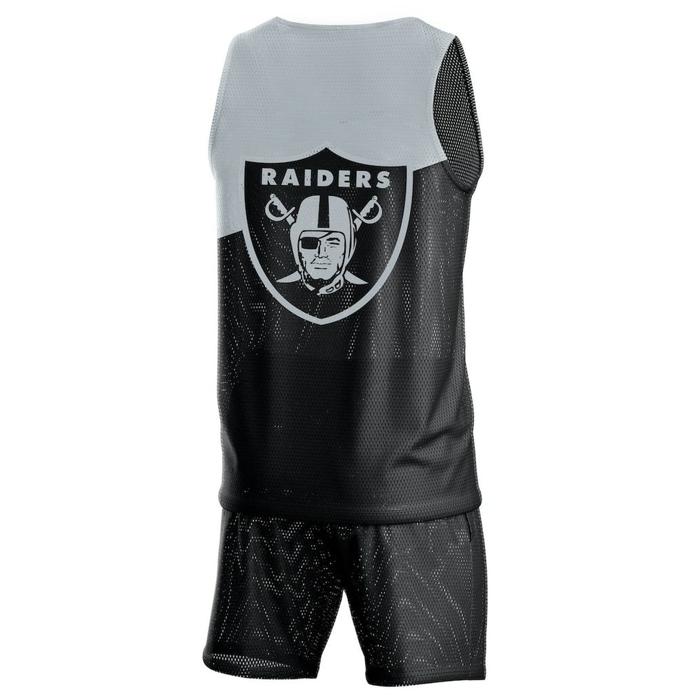 Las Vegas Raiders FOCO Colorblock Mesh V-Neck & Shorts Set Black | NFL