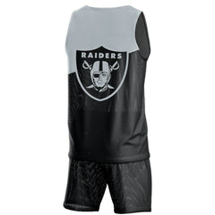 Las Vegas Raiders FOCO Colorblock Mesh V-Neck & Shorts Set Black | NFL