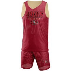 San Francisco 49ers FOCO Colorblock Mesh V-Neck & Shorts Set Scarlet | NFL