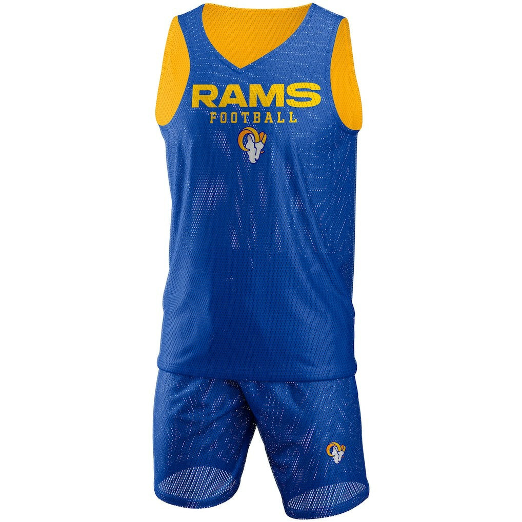 Los Angeles Rams FOCO Colorblock Mesh V-Neck & Shorts Set Royal | NFL