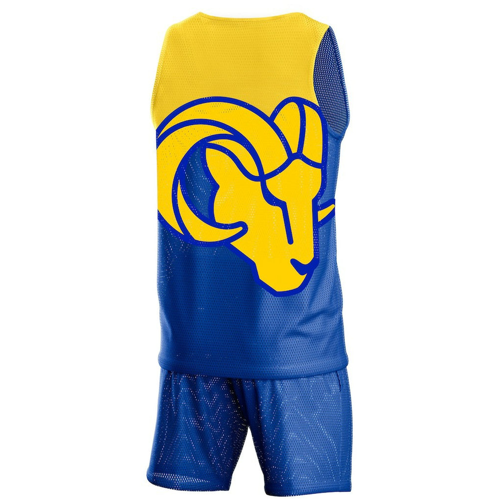 Los Angeles Rams FOCO Colorblock Mesh V-Neck & Shorts Set Royal | NFL
