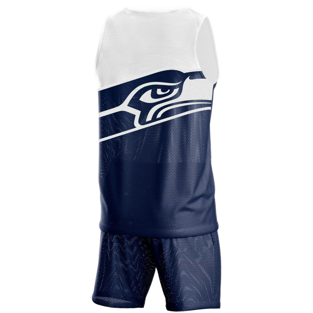 Seattle Seahawks FOCO Colorblock Mesh V-Neck & Shorts Set College Navy | NFL
