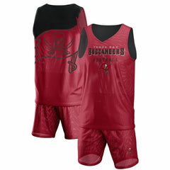 Tampa Bay Buccaneers FOCO Colorblock Mesh V-Neck & Shorts Set Red | NFL