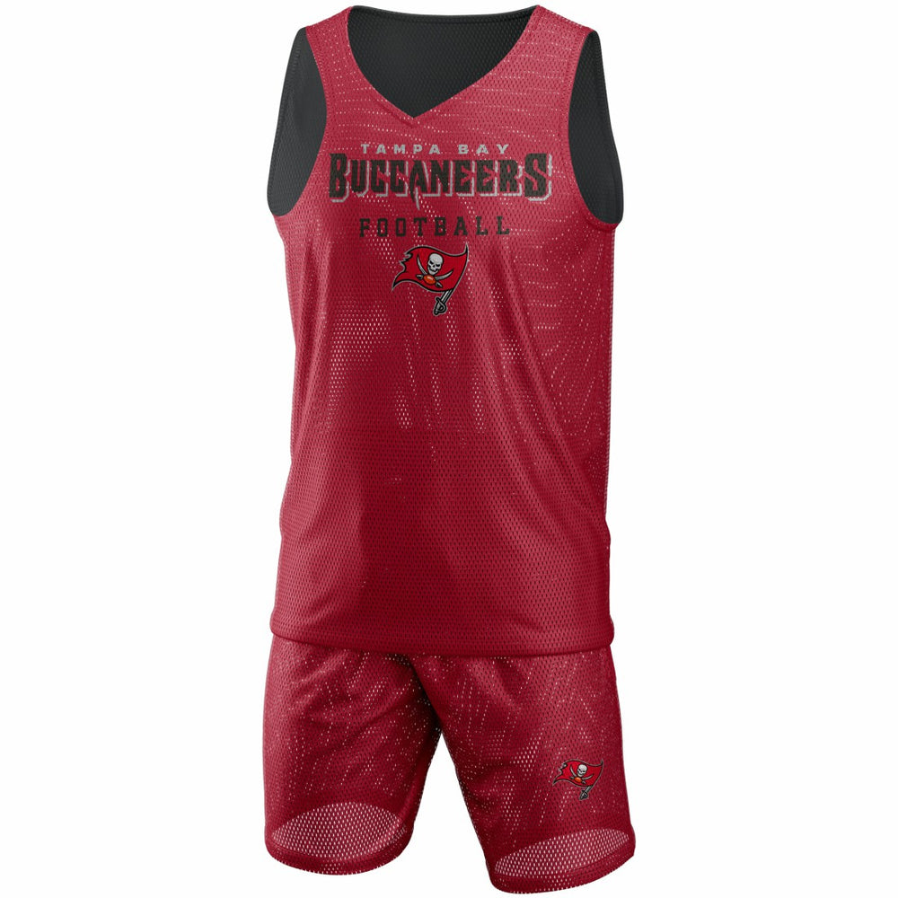 Tampa Bay Buccaneers FOCO Colorblock Mesh V-Neck & Shorts Set Red | NFL