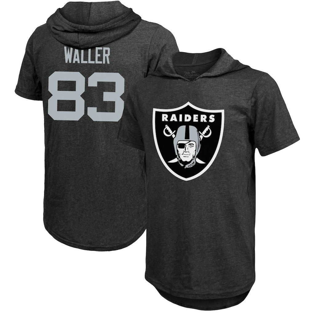 Darren Waller Las Vegas Raiders Majestic Threads Player Name & Number Tri-Blend Hoodie T-Shirt Black | NFL