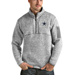 Dallas Cowboys Antigua Fortune Quarter-Zip Pullover Jacket Heathered Gray | NFL