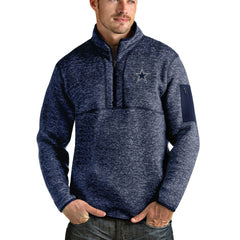 Dallas Cowboys Antigua Fortune Quarter-Zip Pullover Jacket Heathered Navy | NFL