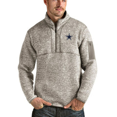 Dallas Cowboys Antigua Fortune Quarter-Zip Pullover Jacket Oatmeal | NFL