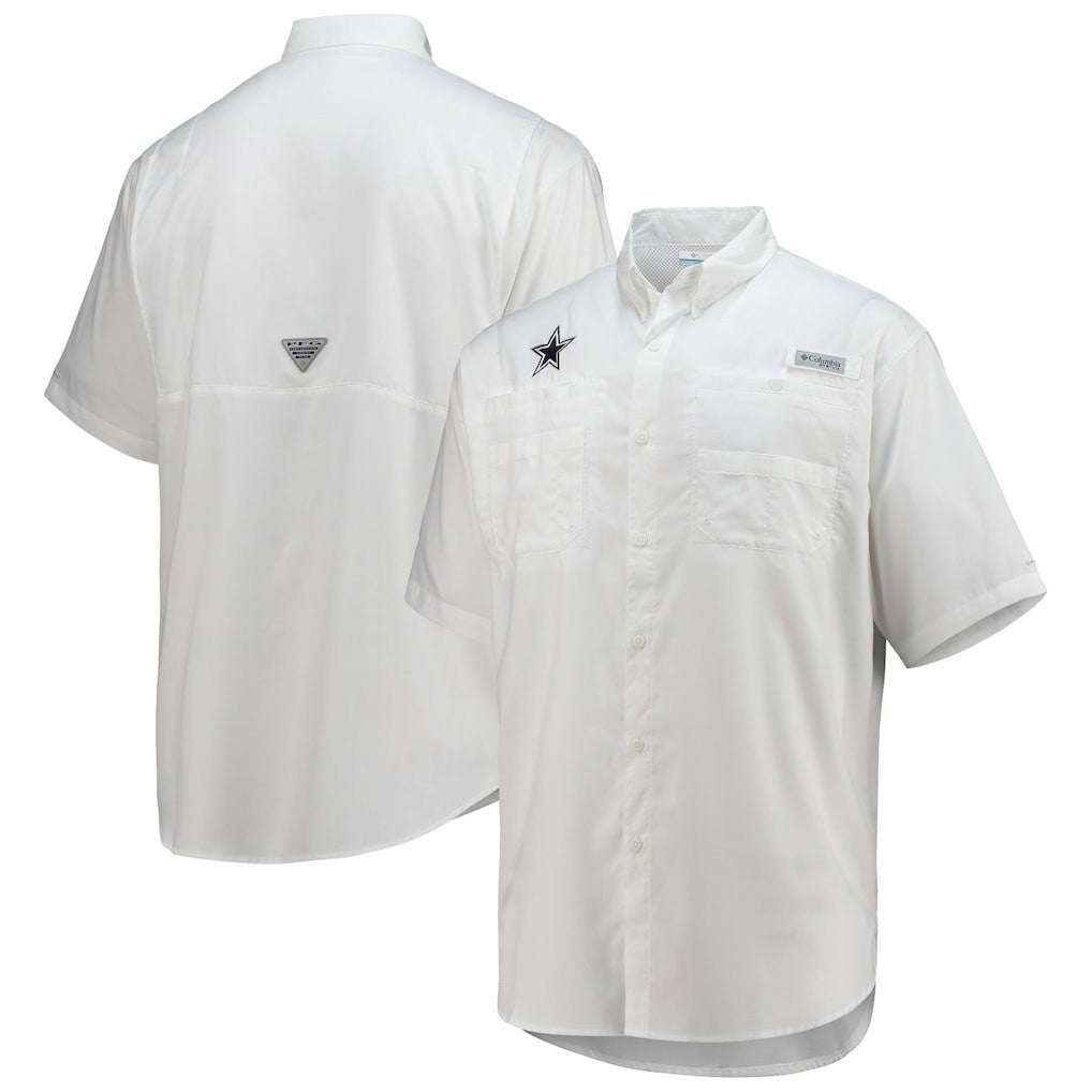 Dallas Cowboys Tamiami Omni-Shade Button-Down Short Sleeve Shirt White | Columbia