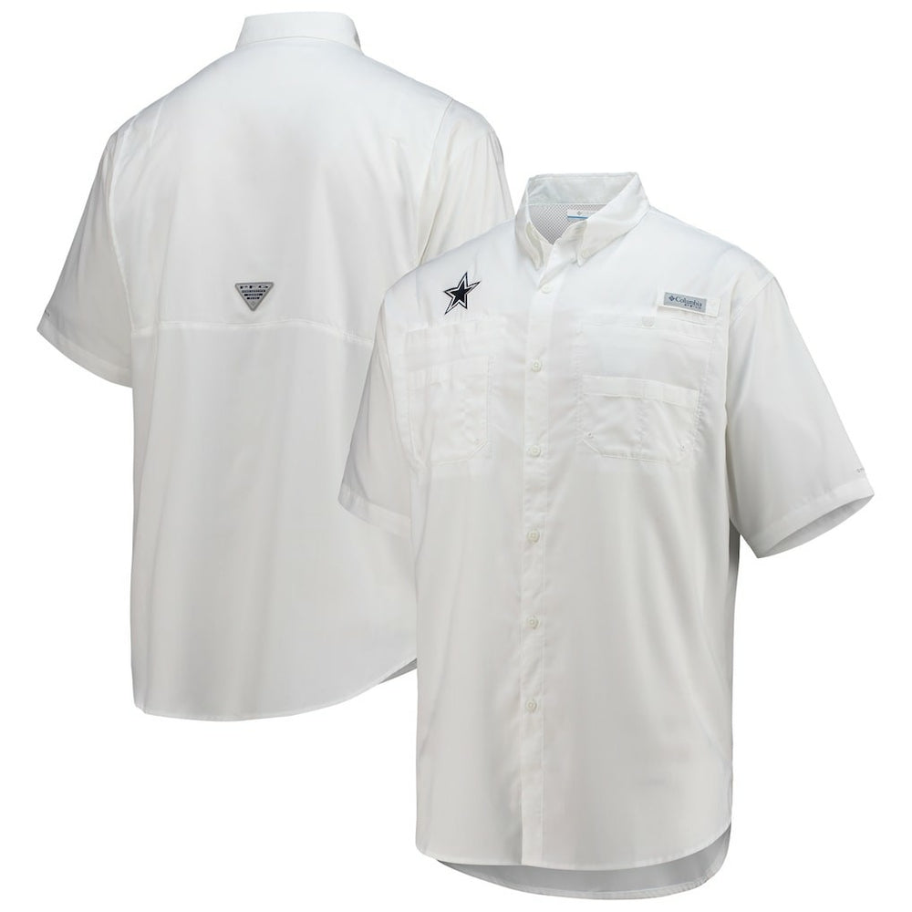 Dallas Cowboys Tamiami Omni-Shade Button-Down Short Sleeve Shirt White | Columbia