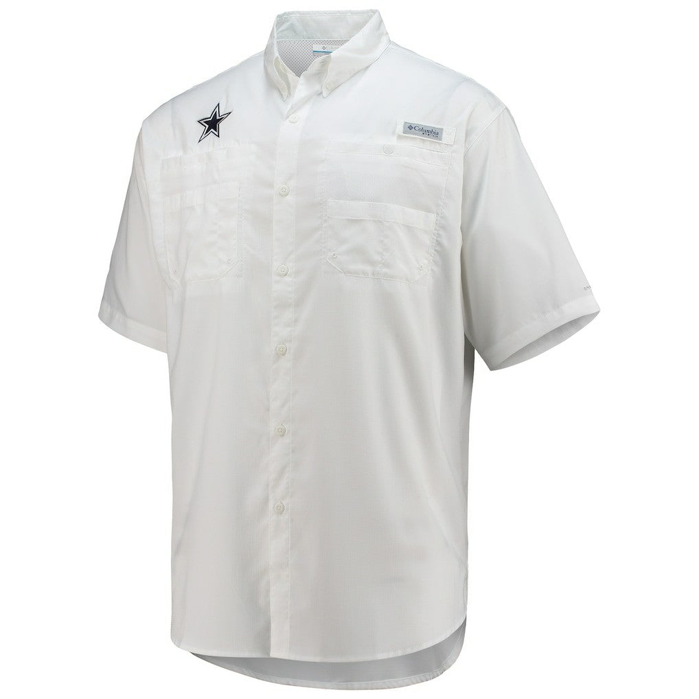 Dallas Cowboys Tamiami Omni-Shade Button-Down Short Sleeve Shirt White | Columbia