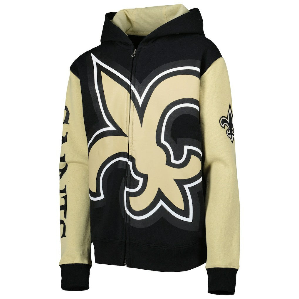New Orleans Saints Youth Poster Board Full-Zip Hoodie Black/Gold | NFL