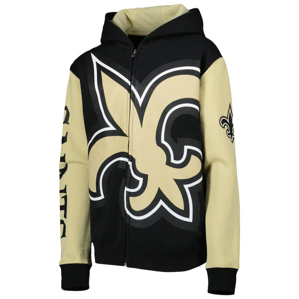New Orleans Saints Youth Poster Board Full-Zip Hoodie Black/Gold | NFL