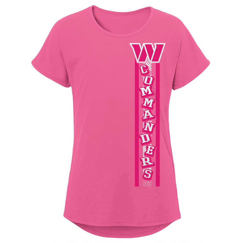 Washington Commanders Girls Youth Logo Fair Catch Dolman T-Shirt Pink | NFL