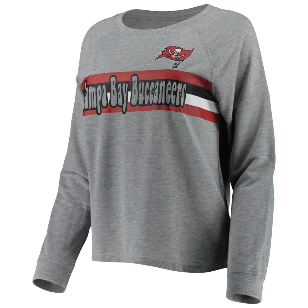 Tampa Bay Buccaneers Juniors All Striped Up Raglan Long Sleeve T-Shirt Heathered Gray | NFL