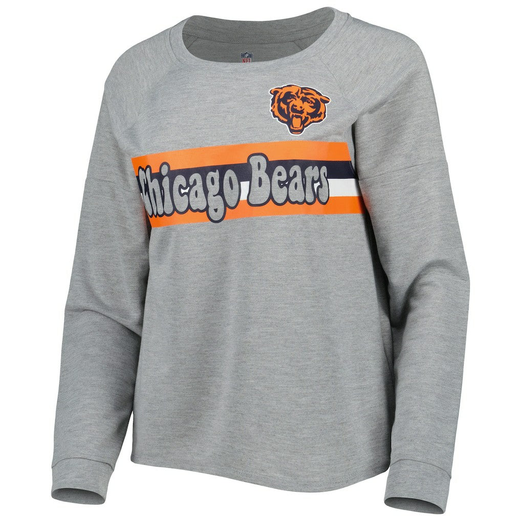 Chicago Bears Juniors All Striped Up Raglan Long Sleeve T-Shirt Heathered Gray | NFL