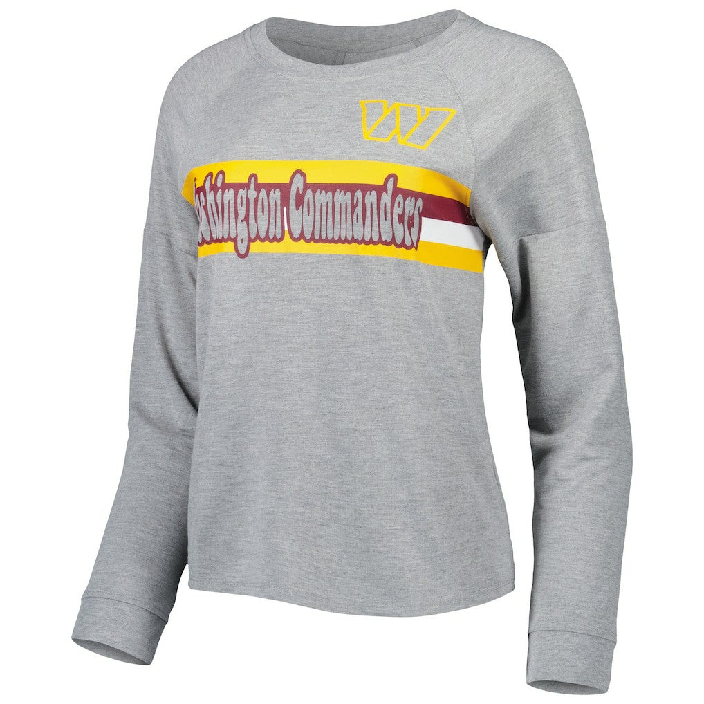 Washington Commanders Juniors All Striped Up Raglan Long Sleeve T-Shirt Heathered Gray | NFL