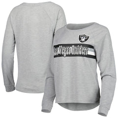 Las Vegas Raiders Juniors All Striped Up Raglan Long Sleeve T-Shirt Heathered Gray | NFL
