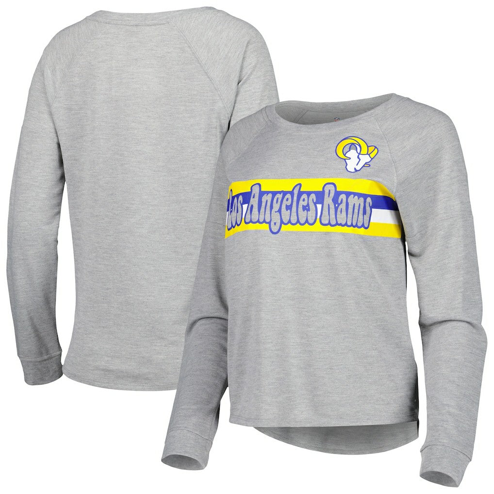 Los Angeles Rams Juniors All Striped Up Raglan Long Sleeve T-Shirt Heathered Gray | NFL