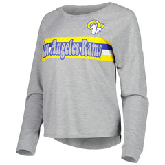 Los Angeles Rams Juniors All Striped Up Raglan Long Sleeve T-Shirt Heathered Gray | NFL