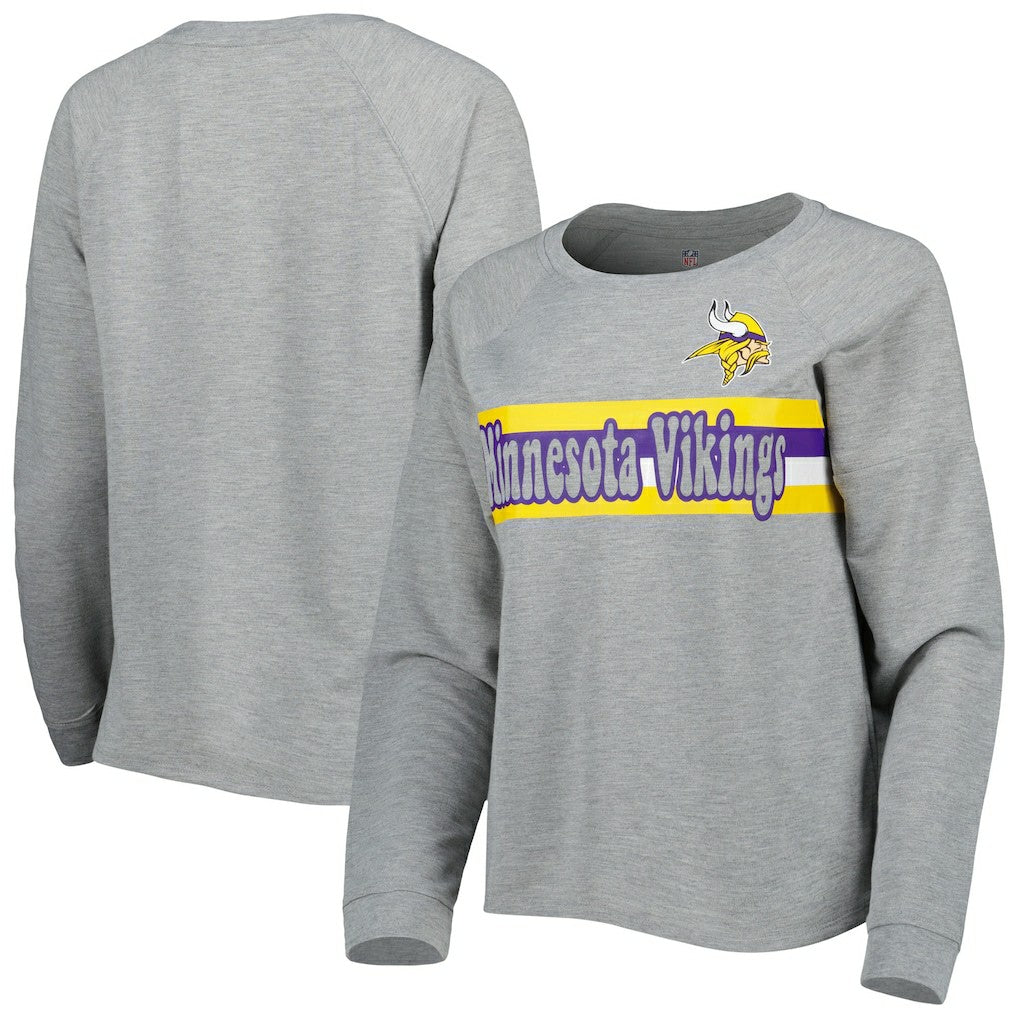 Minnesota Vikings Juniors All Striped Up Raglan Long Sleeve T-Shirt Heathered Gray | NFL