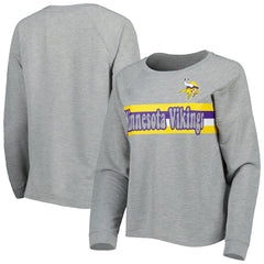 Minnesota Vikings Juniors All Striped Up Raglan Long Sleeve T-Shirt Heathered Gray | NFL