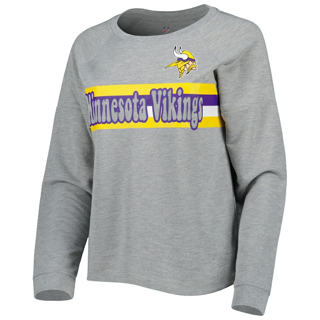 Minnesota Vikings Juniors All Striped Up Raglan Long Sleeve T-Shirt Heathered Gray | NFL