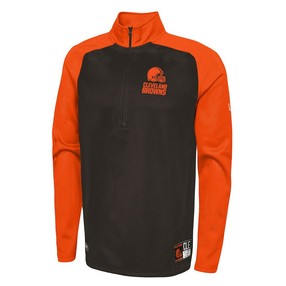 Cleveland Browns New Era Combine Authentic O-Line Raglan Half-Zip Jacket Brown | NFL