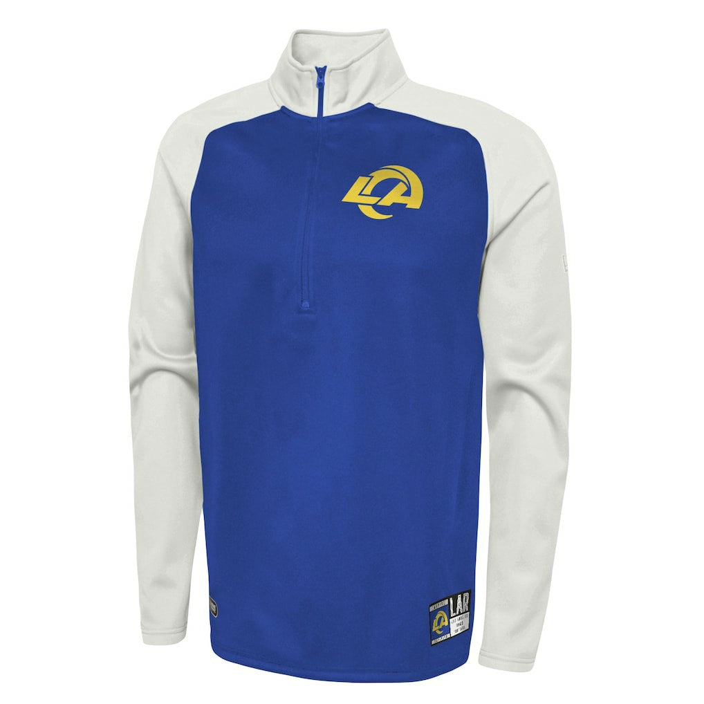 Los Angeles Rams New Era Combine Authentic O-Line Raglan Half-Zip Jacket Royal | NFL