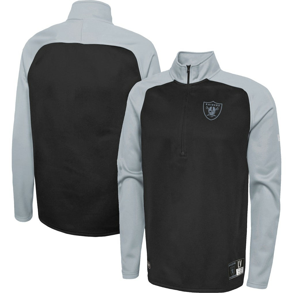 Las Vegas Raiders New Era Combine Authentic O-Line Raglan Half-Zip Jacket Black | NFL