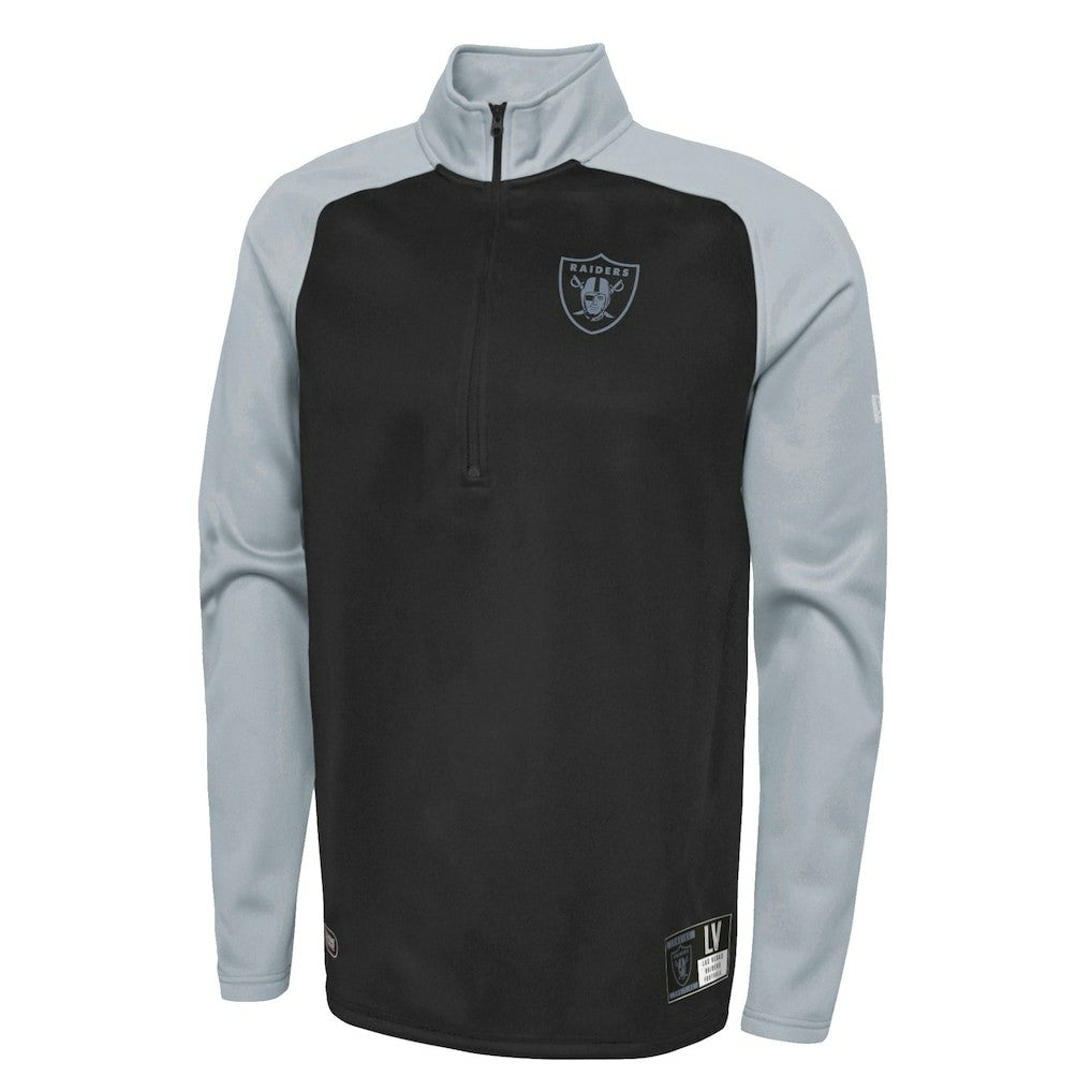 Las Vegas Raiders New Era Combine Authentic O-Line Raglan Half-Zip Jacket Black | NFL