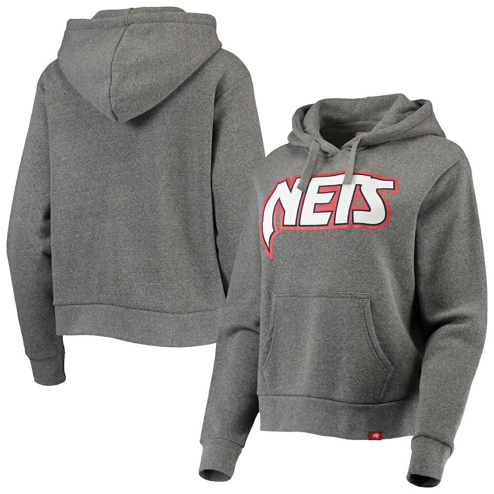 Brooklyn Nets Sportiqe Women's Moments Mixtape Ava Tri-Blend Pullover Hoodie Heathered Gray - NBA