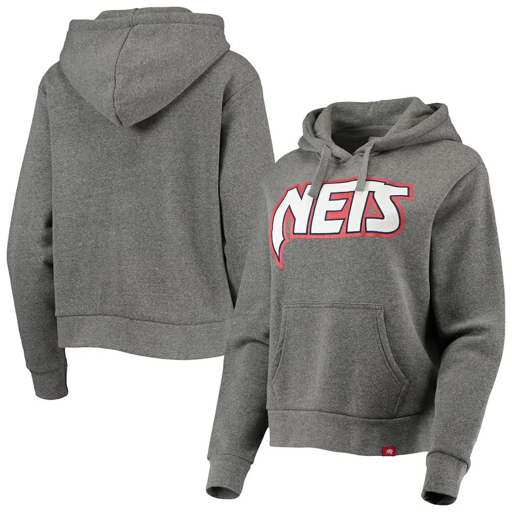 Brooklyn Nets Sportiqe Women's Moments Mixtape Ava Tri-Blend Pullover Hoodie Heathered Gray - NBA