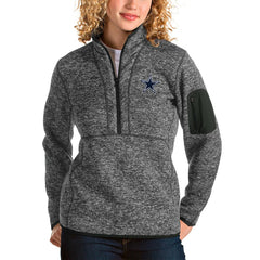 Dallas Cowboys Antigua Women's Fortune Half-Zip Pullover Jacket Heathered Charcoal | NFL