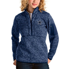 Dallas Cowboys Antigua Women's Fortune Half-Zip Pullover Jacket Heathered Navy | NFL