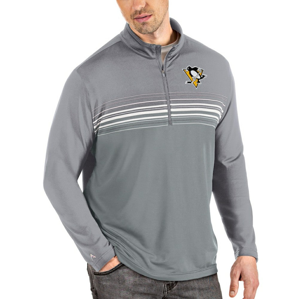 Pittsburgh Penguins Antigua Pace Quarter-Zip Pullover Top - Gray - NHL