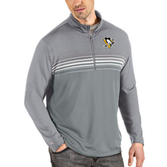 Pittsburgh Penguins Antigua Pace Quarter-Zip Pullover Top - Gray - NHL